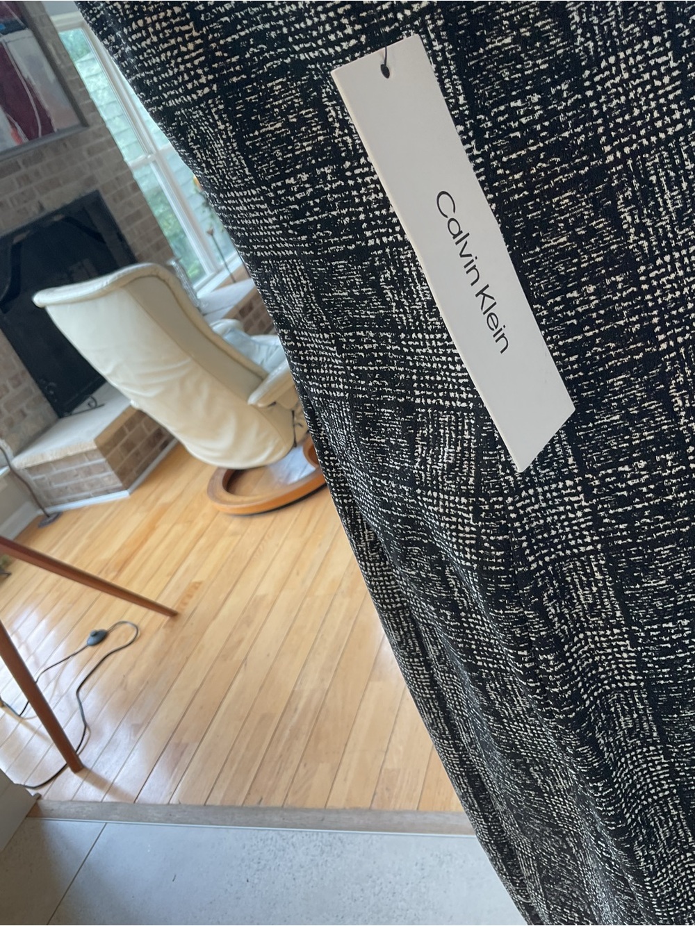 Calvin Klein Sleeveless Gray Plaid Midi Sheath Dress - Picture 5 of 9